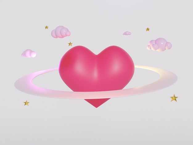 3D render symbolu czerwonego serca.