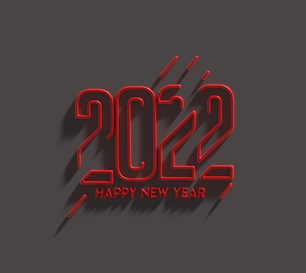 Zdjęcie 3d render szczęśliwego nowego roku 2022 tekst typografii projekt ilustracji.