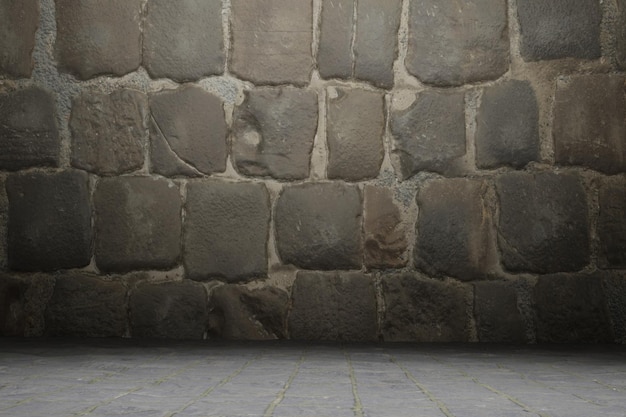 3d render tekstury ściany i tło z ceglaną podłogą