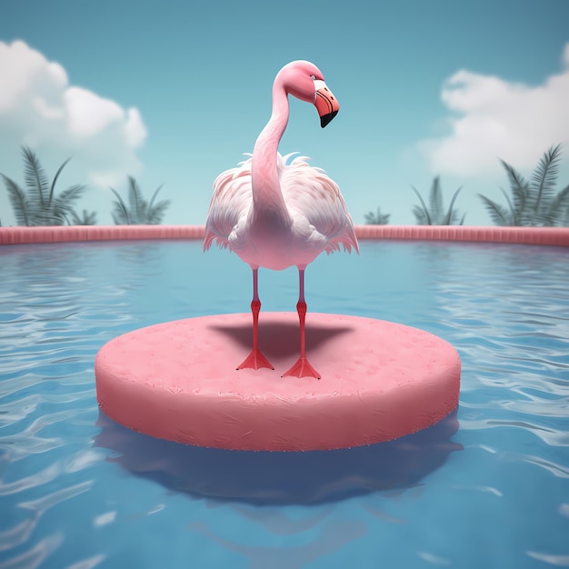 3D render tła puli flamingo