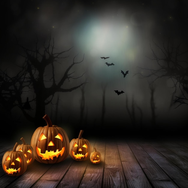 3D render z dyni na Halloween na tle światła bokeh