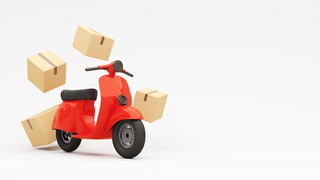 3d render zamknięte pudełko kartonowe do dostarczania zamówień towarów na całym świecie na scototer