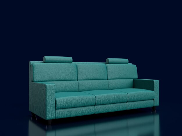 3d Render Zielona Piana Sofa W Czarnym Tle Wnętrza