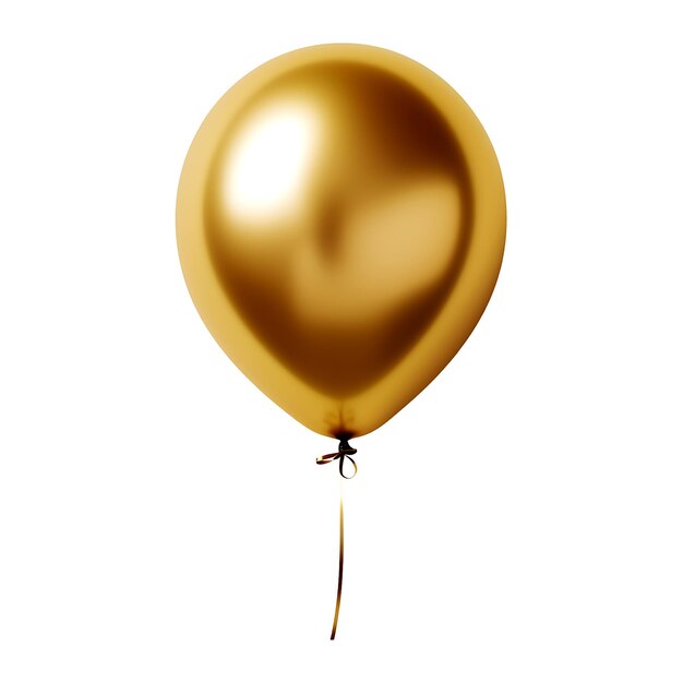Zdjęcie 3d render złoty balon na białym tle dekoracja urodzinowa i świętować święto nowy rok