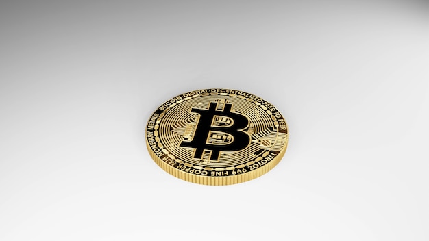 3d Render Złoty Bitcoin Na Białym Tle