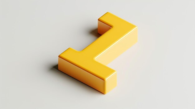3d render żółtej izometrycznej litery L ikony