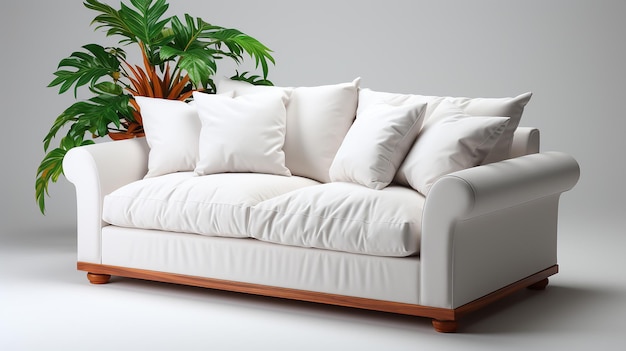 Zdjęcie 3d rendered photo of sofa set on a plain background