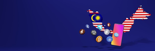 3d Rendering 10 Wykres wzrostu kryptowalut Blockchain w Malezji