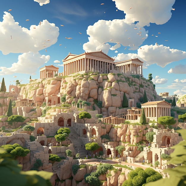 3d rendering Akropolu w Atenach