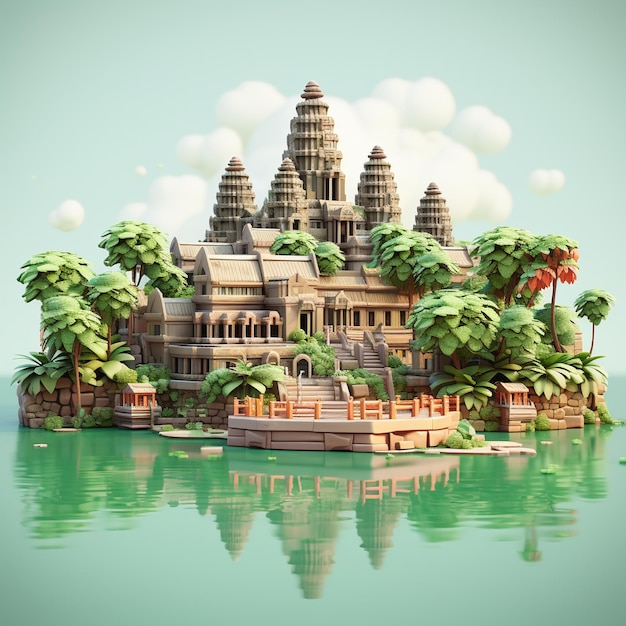 3d rendering Angkor Wat