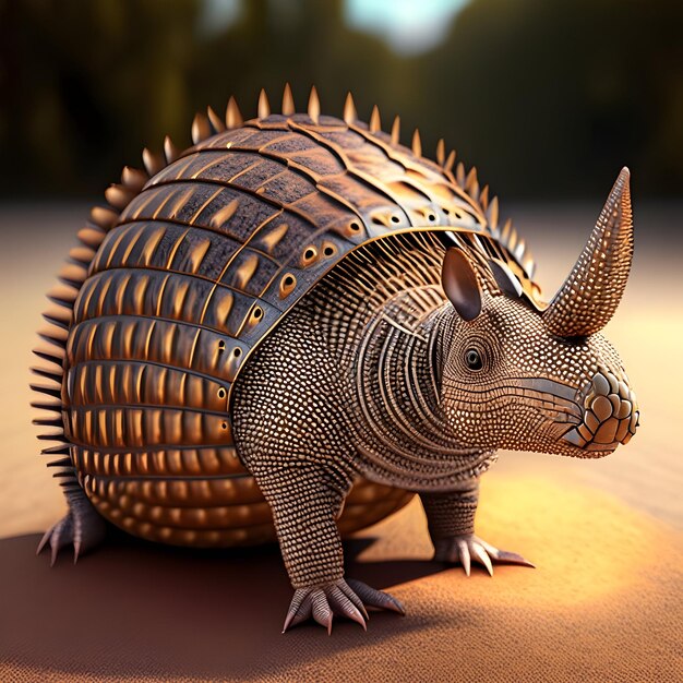 3d Rendering Armadillo Animal AI Generative