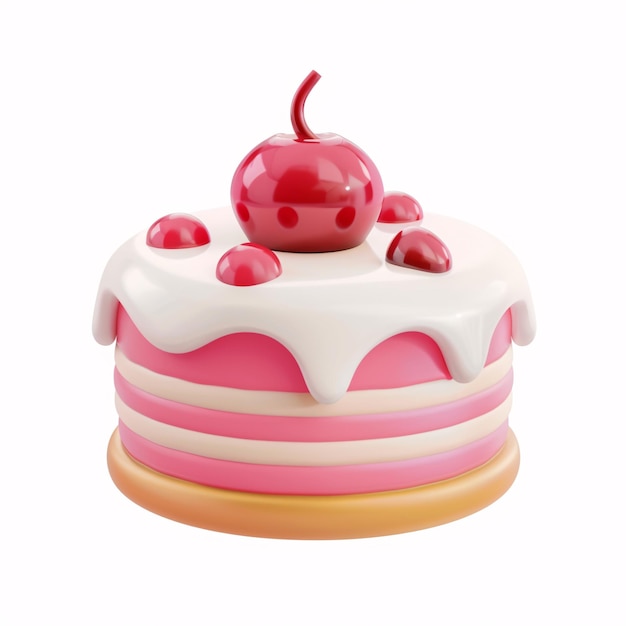 Zdjęcie 3d rendering ciasta urodzinowego materiał do uroczystości rocznicy