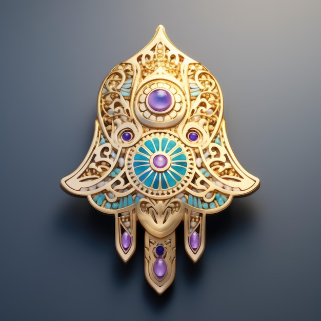 Zdjęcie 3d rendering hamsa ręka islam