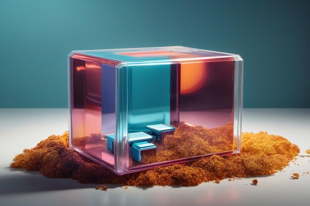 3D Rendering Kolorowego Współczesnego Pudełka Podarunkowego Prezent Izolowany dla szablonu Media Społeczne