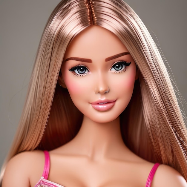 3D rendering lalki Barbie w bikini na plaży