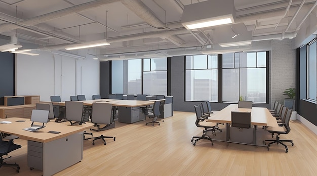 3d rendering loft spotkanie biznesowe i pokój pracy na budynku biurowym