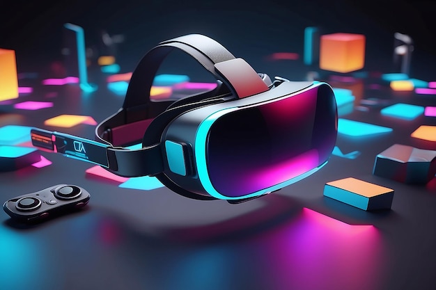 3D rendering metaverse VR szkła na tle koncepcja przyszła technologia gier wirtualna rzeczywistość 3D render ilustracja w stylu kreskówki