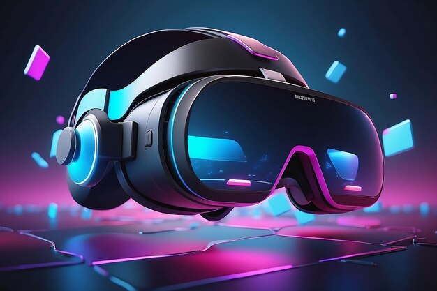 3D rendering metaverse VR szkła na tle koncepcja przyszła technologia gier wirtualna rzeczywistość 3D render ilustracja w stylu kreskówki