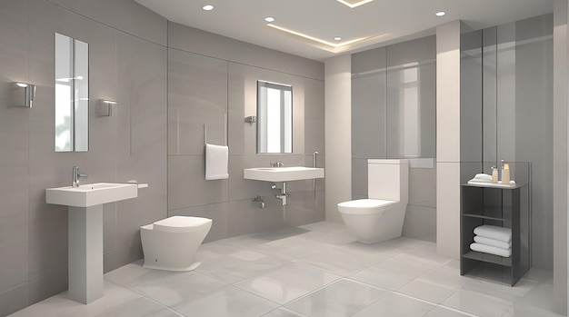 3d rendering nowoczesny design i marmurowe płytki WC i łazienka