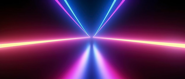3d rendering zaokrąglone różowo-niebieskie linie neonowe świecące w ciemności Abstrakcyjne minimalistyczne tło geometryczne Spektrum ultrafioletowe Przestrzeń cybernetyczna Futuristyczna tapeta generuje ai