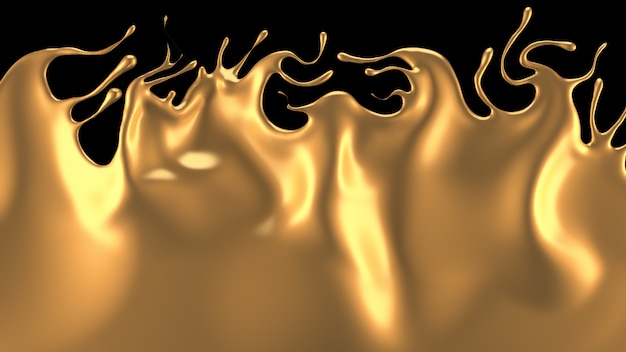Zdjęcie 3d rendering złoty bieżący pluśnięcie