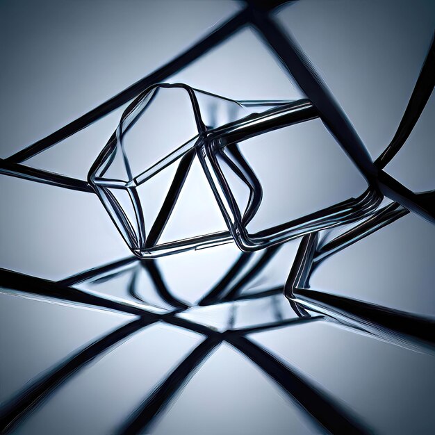 Zdjęcie 3d renderowana szklana figura z kolorowymi refleksami i futurystycznym stylem