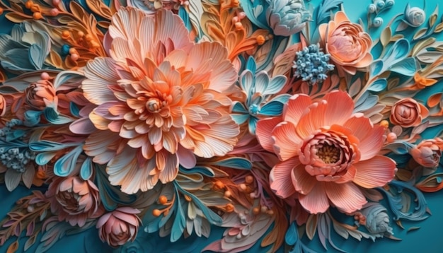 3D renderowane kolorowe kwiaty 3D Creative Ai