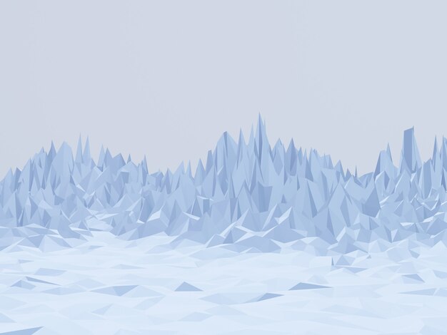 3d Renderowane Low Poly Ice Mountain