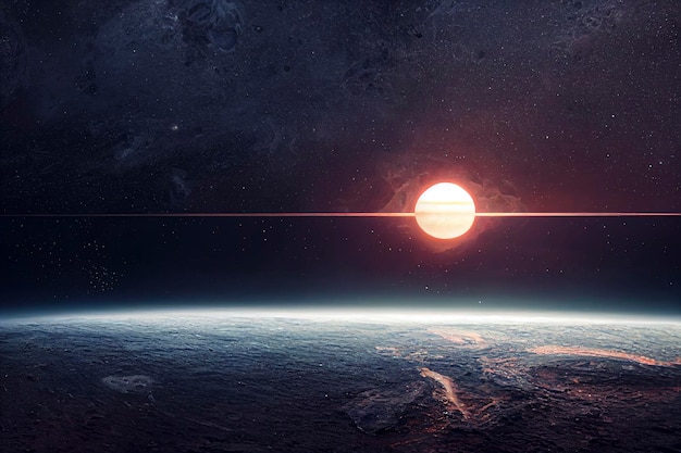 3d renderowane Space Art Alien Planet Fantastyczny krajobraz z fioletowym niebem