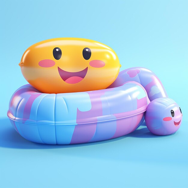 Zdjęcie 3d renderowane urocze nadmuchiwane zabawki do basenu