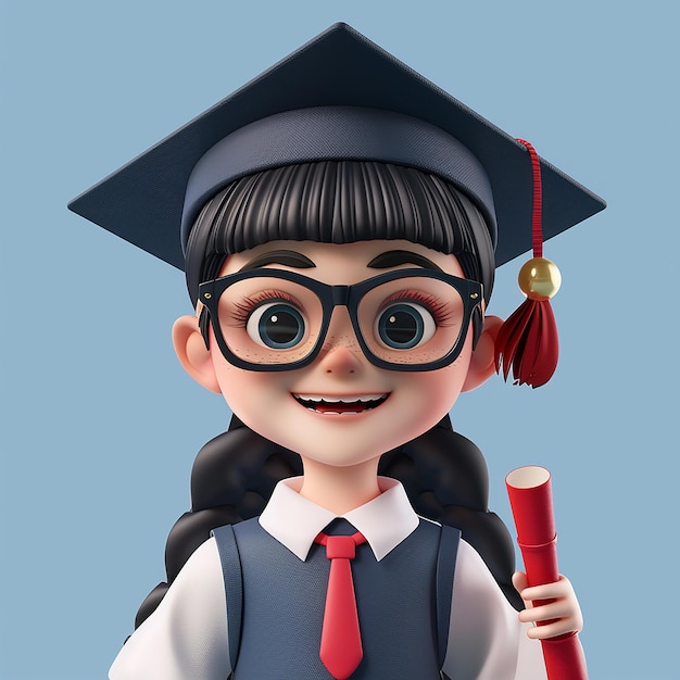 3D renderowane zdjęcia 3D ilustracji ucznia w mundurze szkolnym ilustracja kreskówka