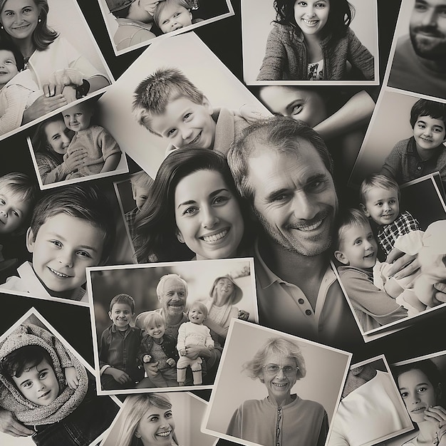 3d renderowane zdjęcia rodzinnych szablonów kolażowych pół tonu różne projekty