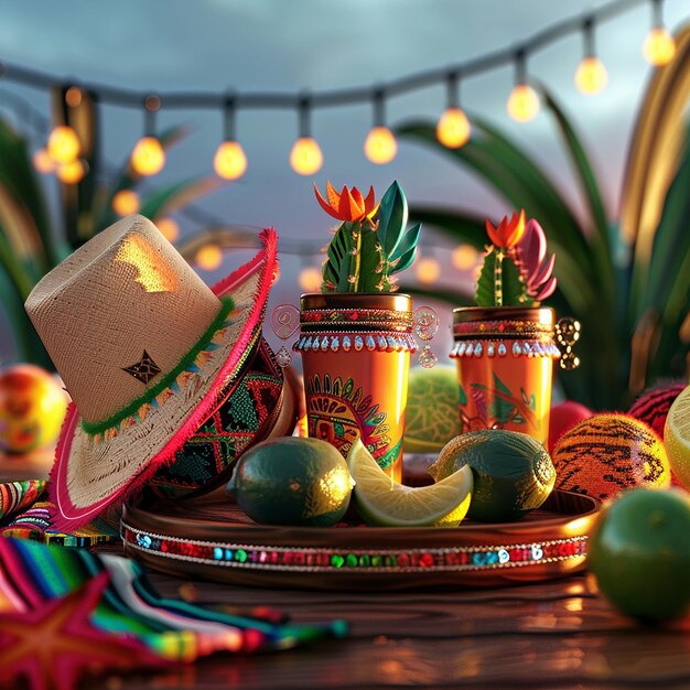 Zdjęcie 3d renderowane zdjęcia ulotki cinco de mayo