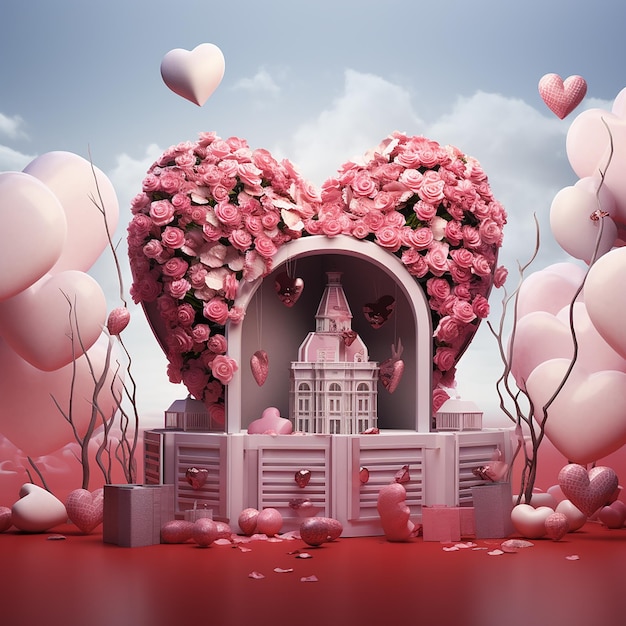 3D renderowane zdjęcia z Dnia Walentynek