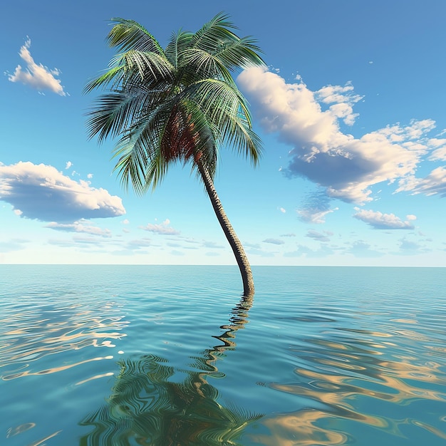 3D renderowane zdjęcie pięknej palmy w wodzie