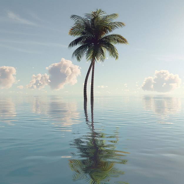 3D renderowane zdjęcie pięknej palmy w wodzie