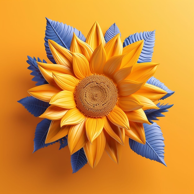 3D renderowane żółte zdjęcie słonecznika