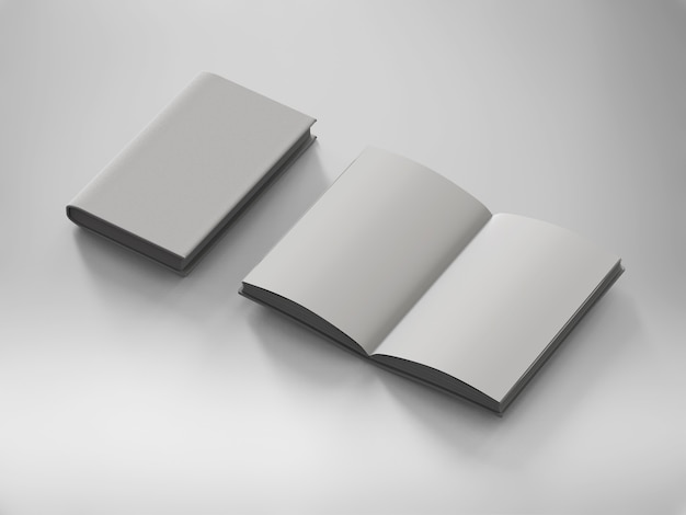 3d renderowania pustych stron notatnik na białym tle