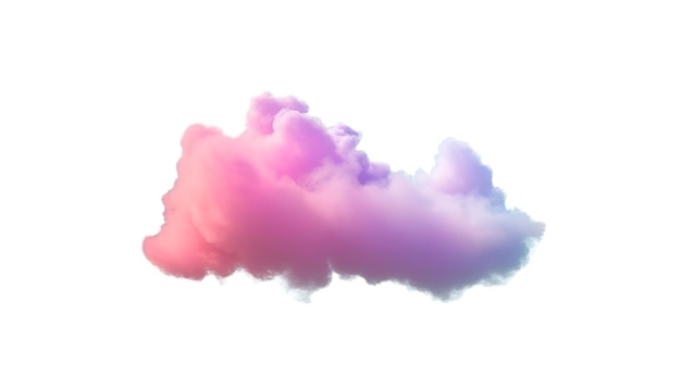 Zdjęcie 3d renderowania świecące kolorowe miękkie chmury na białym tle puszysty cumulus atmosfera zjawisko realistyczne niebo element clipart generować ai