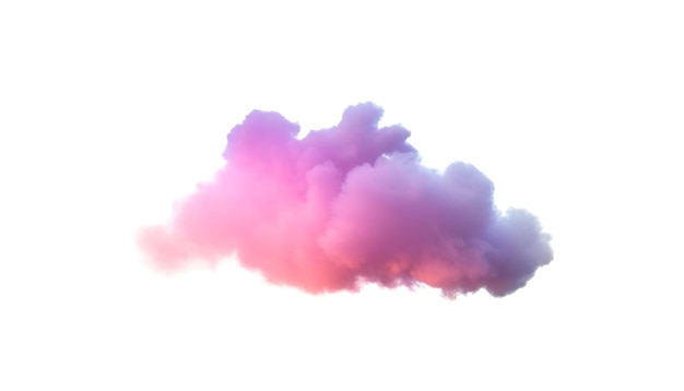3d renderowania świecące kolorowe miękkie chmury na białym tle Puszysty cumulus atmosfera zjawisko Realistyczne niebo element clipart generować ai