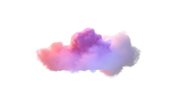 Zdjęcie 3d renderowania świecące kolorowe miękkie chmury na białym tle puszysty cumulus atmosfera zjawisko realistyczne niebo element clipart generować ai