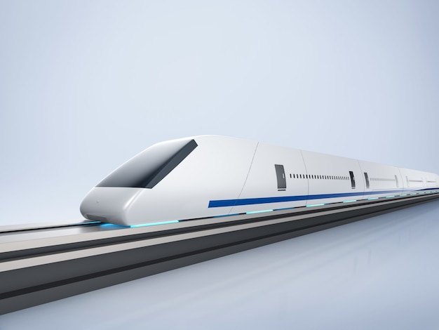 3d renderowania szybki pociąg z nowoczesnym wzornictwem na białym tle