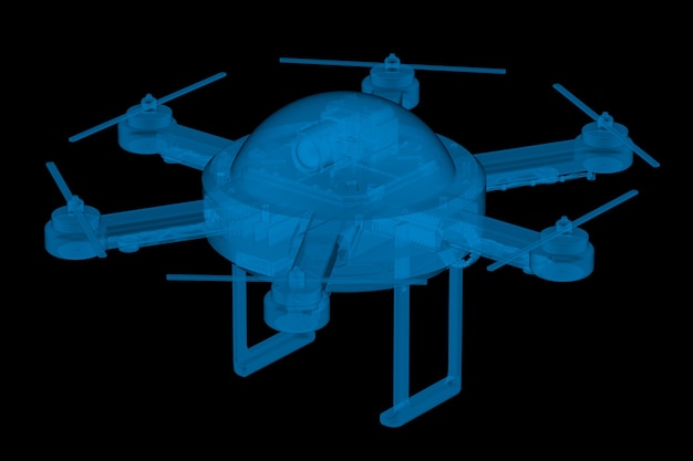 Zdjęcie 3d renderowania x ray drone na czarnym tle