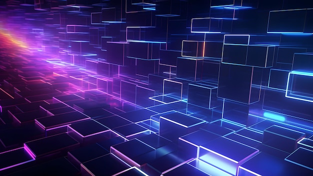 3D renderowanie fioletowego i niebieskiego abstrakcyjnego tła geometrycznego Scena dla technologii reklamowej s