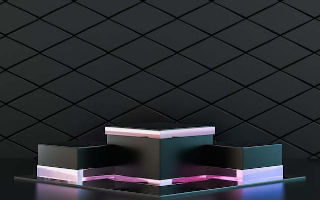 3d renderowanie gradientu błyszczącego abstrakcyjnego geometrycznego podium do prezentacji produktu