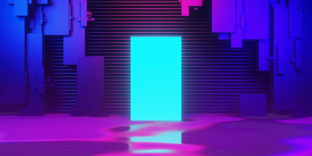 3d renderowanie ilustracji futurystycznego cyberpunkowego miasta do gier tapeta scifi tło gracz e-sportowy kontra baner znak neonowego blasku kontra wyzwanie gracza