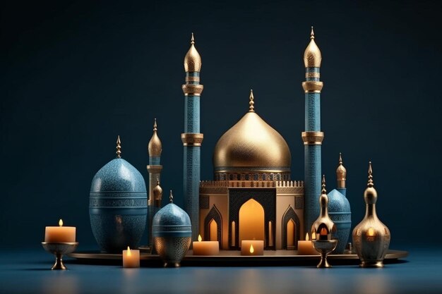 3d renderowanie islamskiego tła dla Ramadanu Kareem Eid al Fitr Eid al Adha Isra Miraj