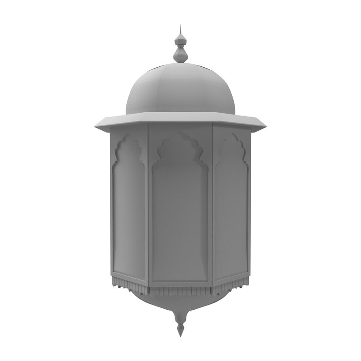 Zdjęcie 3d renderowanie islamskiej lampy na białym tle