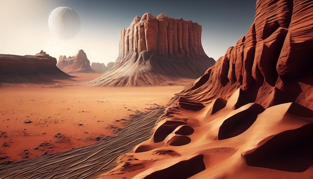 3D renderowanie krajobrazu planety Mars