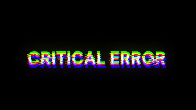 3D renderowanie krytycznego tekstu błędu z efektami ekranu usterek technologicznych